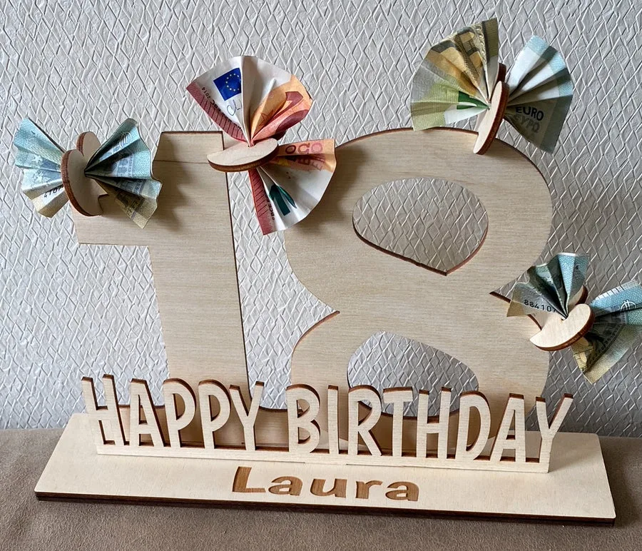 Gepersonaliseerd verjaardagsgeschenk met leeftijd en naam